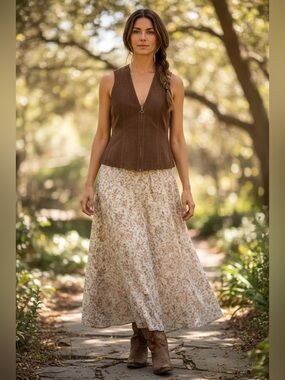 Vintage Boho Western Brown Suede Vest 100% leather